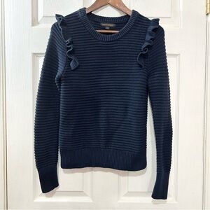 Banana Republic Ruffle Sweater Women's Navy Size XS Fall Feminine